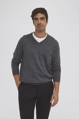 Pedro del Hierro Jersey lana cashmere cuello pico Gris