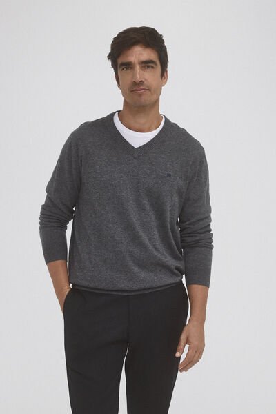 Pedro del Hierro Wool/cashmere V-neck jumper Grey