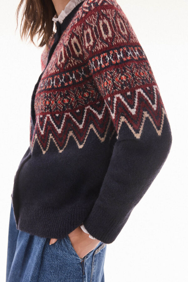 TFP by Tamara Falcó Multicoloured geometric jacquard jacket Blue