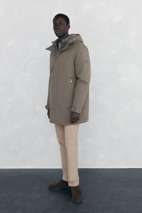 Pedro del Hierro Parka curta capuz Beige