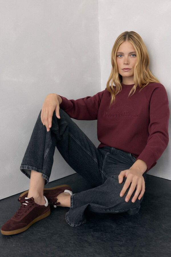 Pedro del Hierro Embroidered logo sweatshirt Burgundy