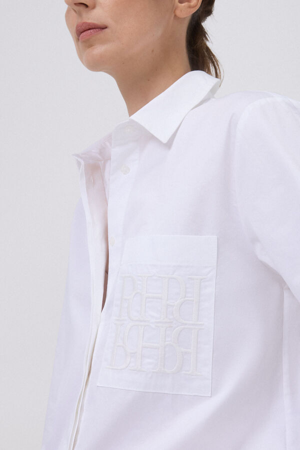 Pedro del Hierro Oversized poplin logo shirt White