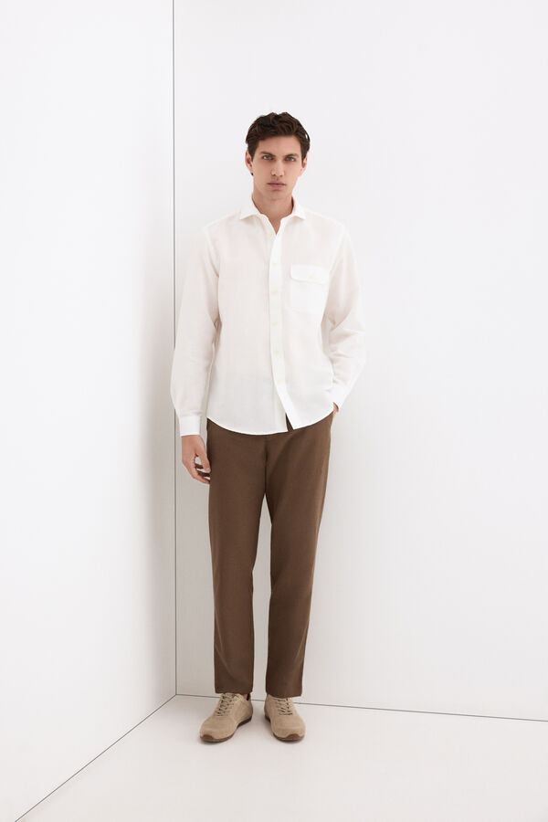 Pedro del Hierro Camisa lino bolsillos Crudo