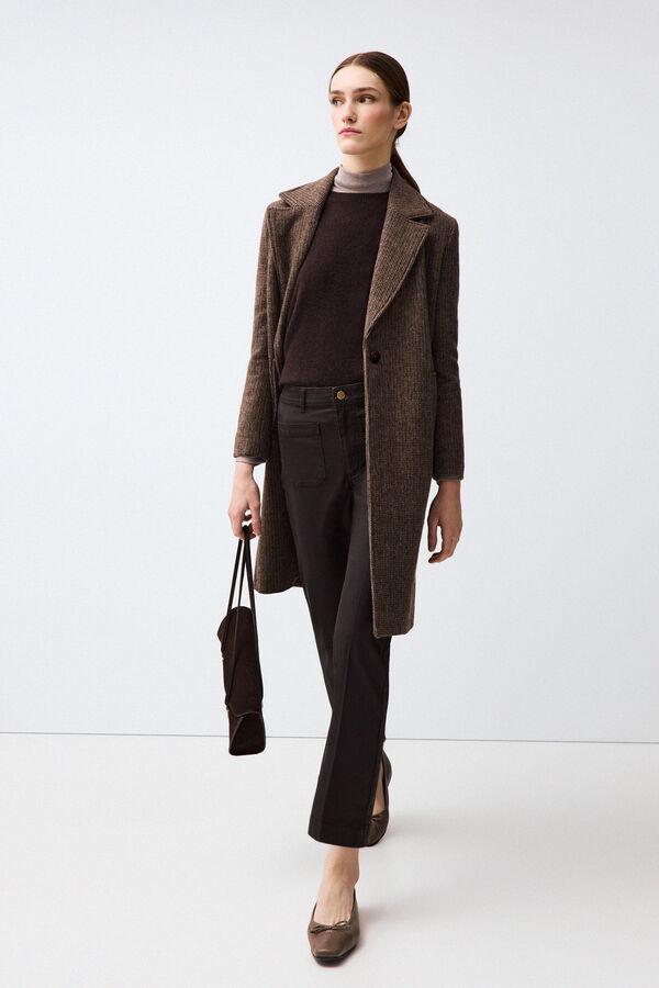 Pedro del Hierro Coated cropped stove pipe trousers Brown