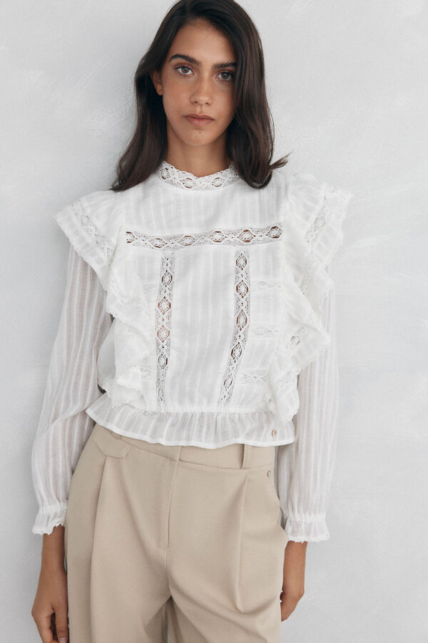 Pedro del Hierro Romantic ruffle blouse Ecru