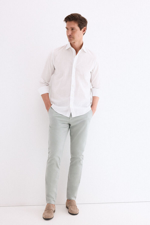 Pedro del Hierro Poplin textured checked shirt White