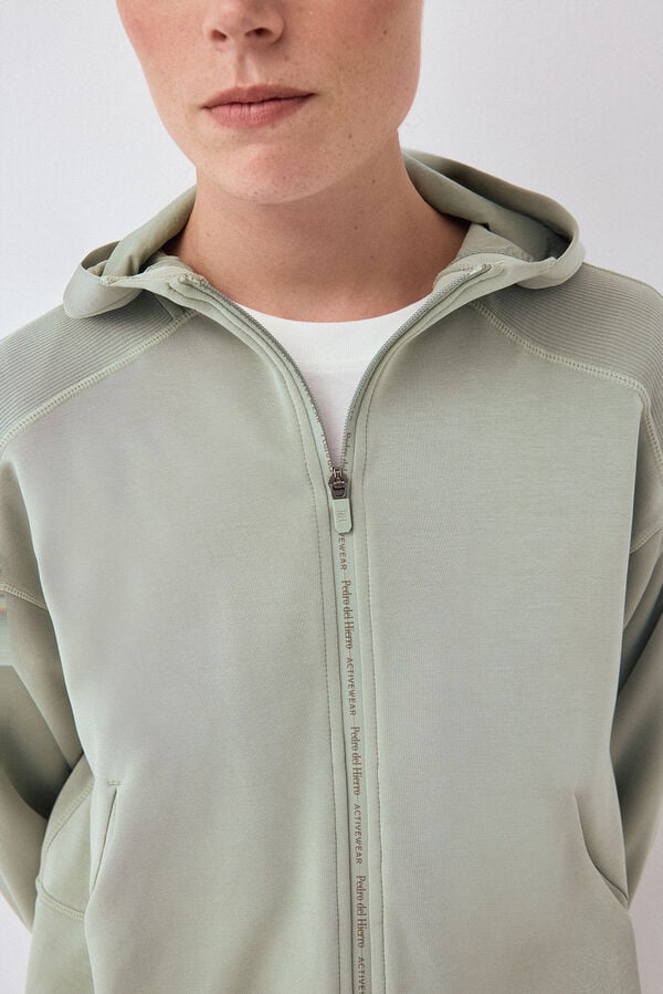 Pedro del Hierro Soft touch hooded sweatshirt Green