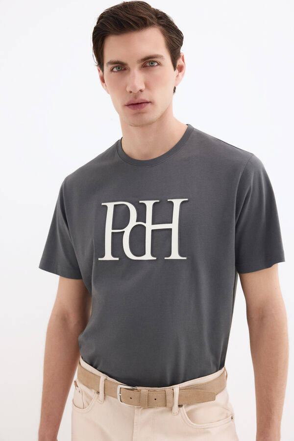 Pedro del Hierro Large logo T-shirt Grey