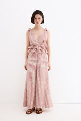 Pedro del Hierro Vestido largo lino detalle lazos Rosa