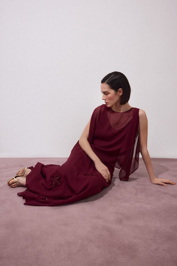 Pedro del Hierro Falda flores bordadas Morado