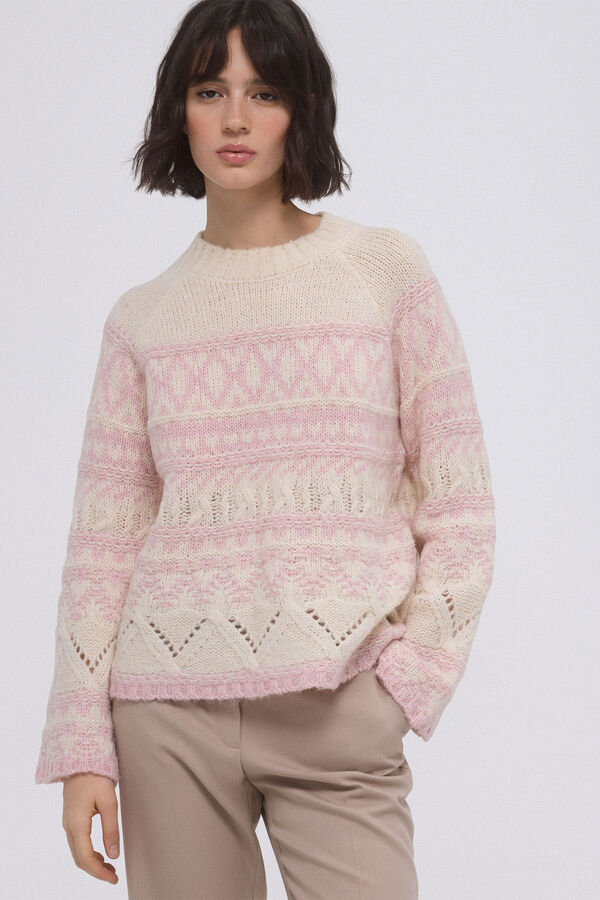 Pedro del Hierro Two-tone jacquard jumper Pink