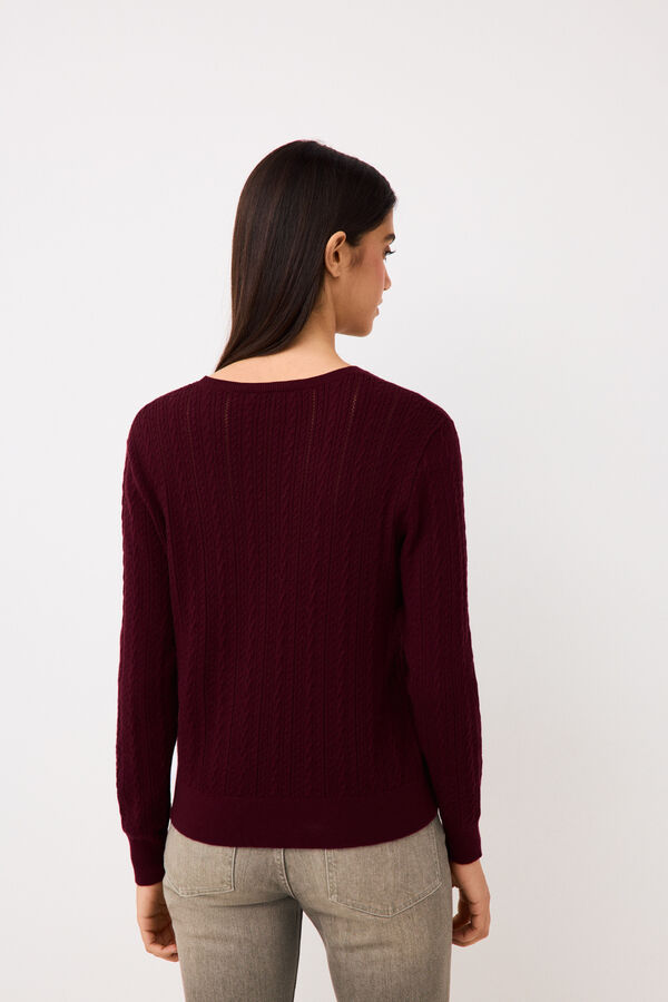 Pedro del Hierro Oversize mini cross-knit jumper Burgundy