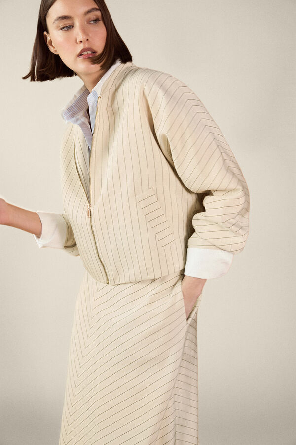 TFP by Tamara Falc&oacute; Striped jacket Beige