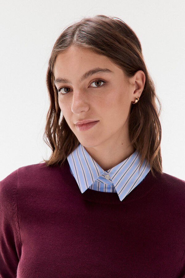 TFP by Tamara Falcó 100% wool sweater with scarf Burgundy