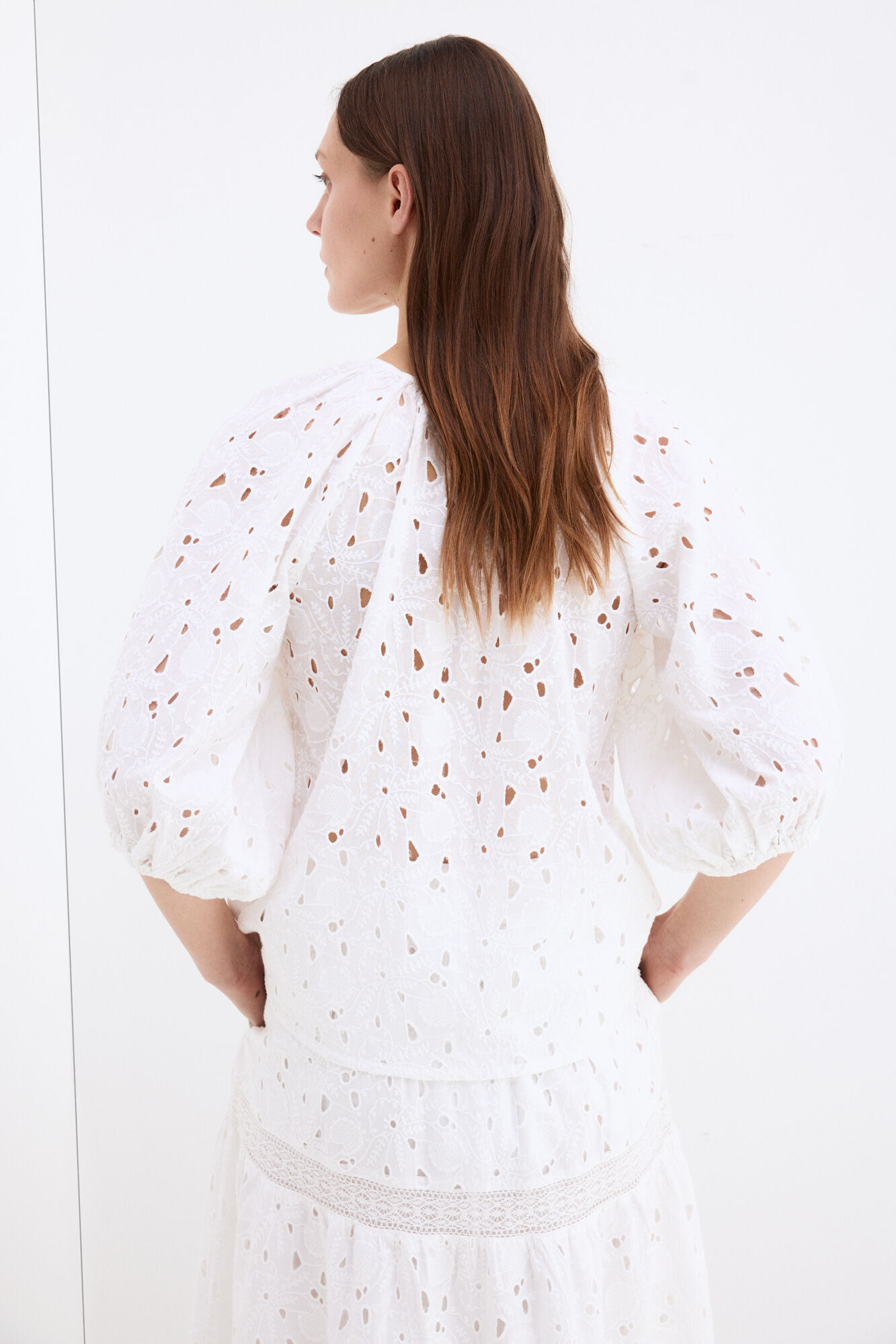 Pedro del Hierro Openwork elbow sleeve top
