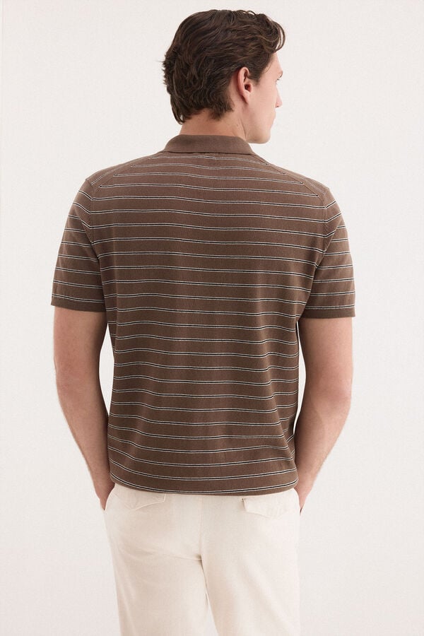 Pedro del Hierro Premium structured short sleeve polo shirt Brown