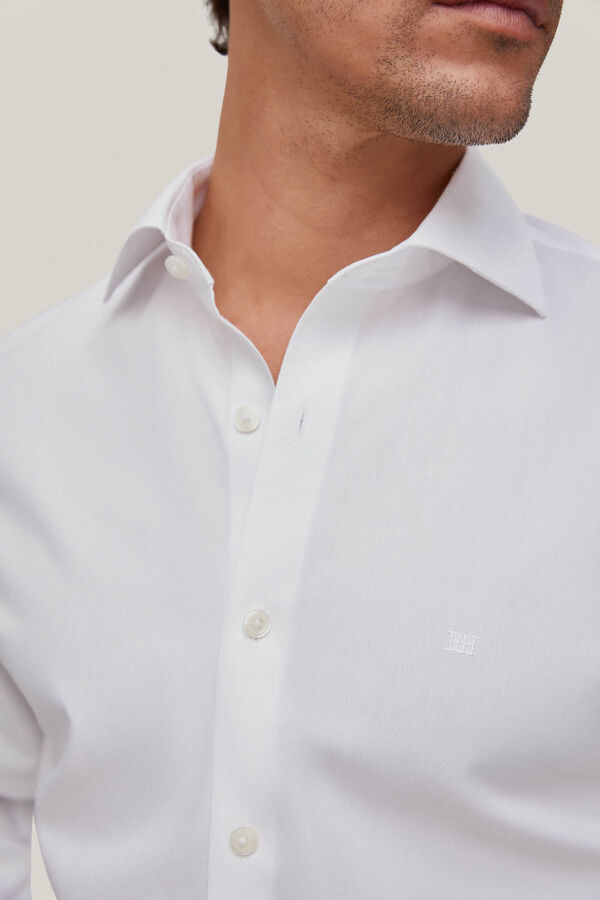 Pedro del Hierro Camisa vestir pinpoint liso non iron + antimanchas White