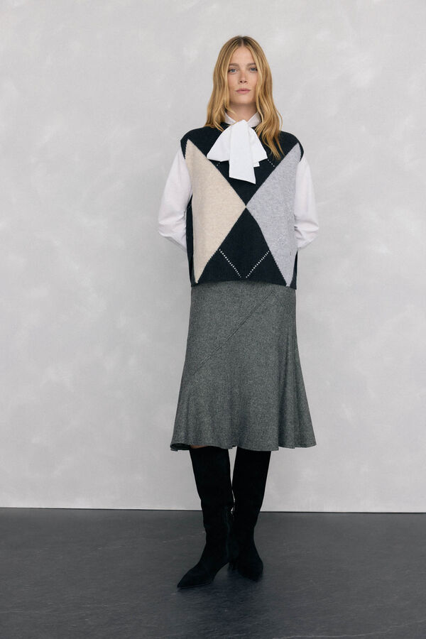 Pedro del Hierro Diamond jacquard vest Grey