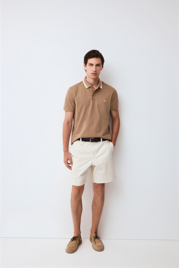 Pedro del Hierro Polo cuello fantas&iacute;a Beige