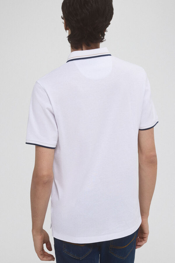 Pedro del Hierro plain polo shirt with tips and hidden buttons White