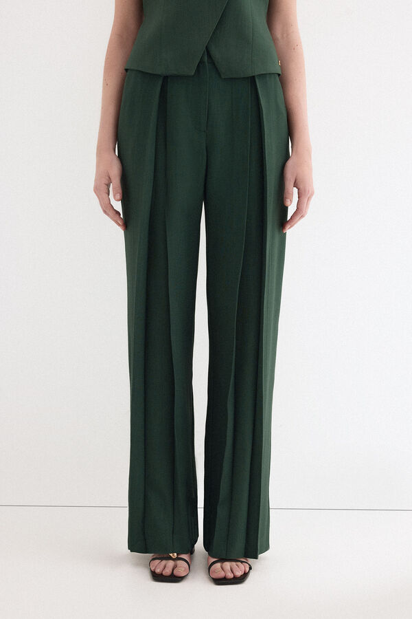 Pedro del Hierro Wide leg trousers Green