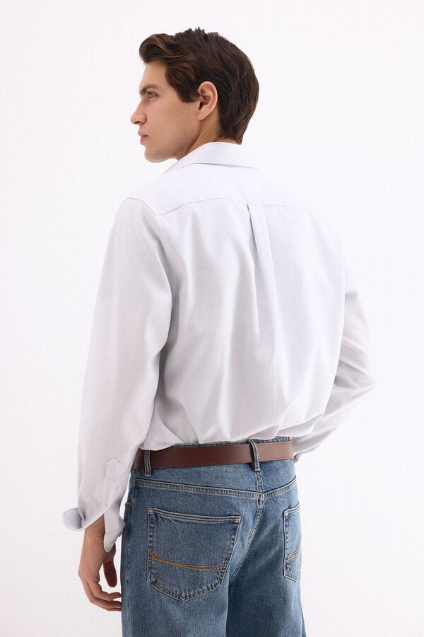 Pedro del Hierro Striped non-iron oxford shirt Grey