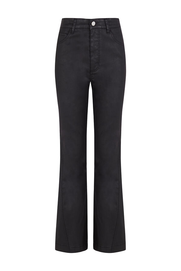 Pedro del Hierro Leather-effect flared cropped basic jeans Black