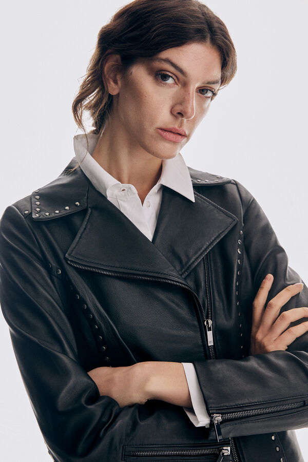 Pedro del Hierro Perfect studded nappa jacket Black