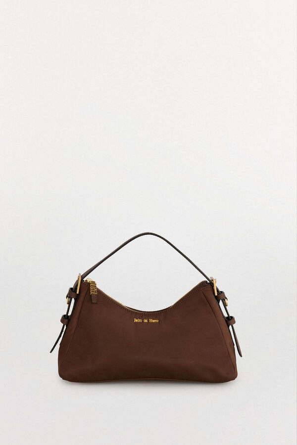 Pedro del Hierro Bolso de hombro en nylon con cremallera Marrón