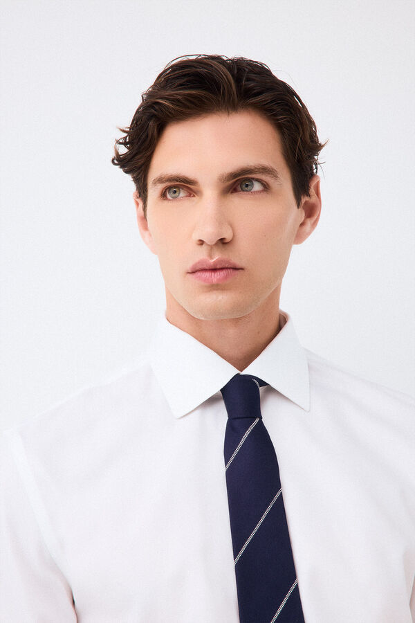 Pedro del Hierro Camisa de vestir lisa non iron + antimanchas punho duplo Branco
