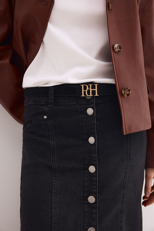 Pedro del Hierro Grey denim button-front skirt Grey