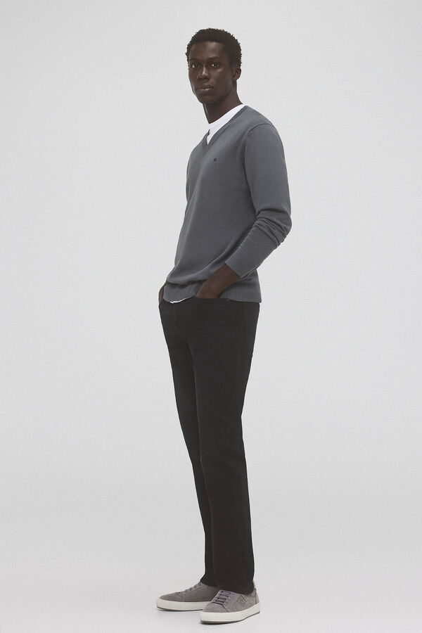 Pedro del Hierro Fine jersey-knit cotton V neck jersey Grey