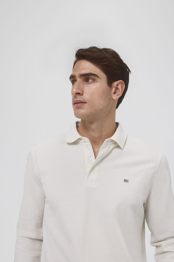 Pedro del Hierro Camisa polo básica em piqué manga comprida Cizento