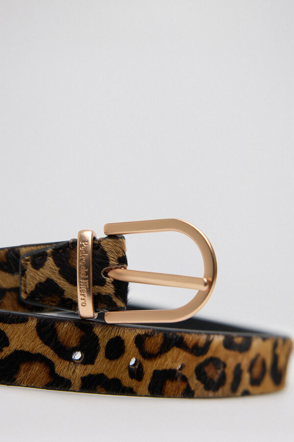 Pedro del Hierro Cinturón piel animal print Marrón