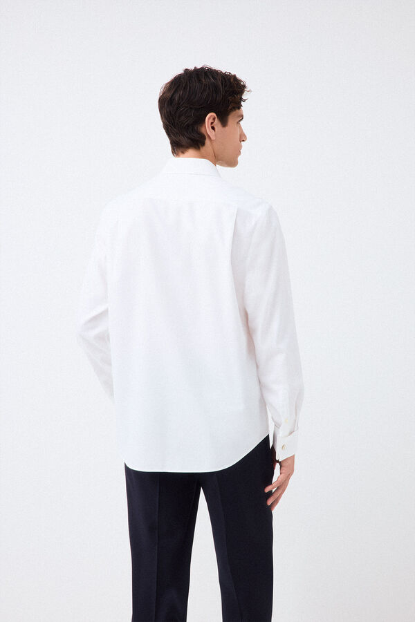 Pedro del Hierro Camisa de vestir lisa non iron + antimanchas punho duplo Branco