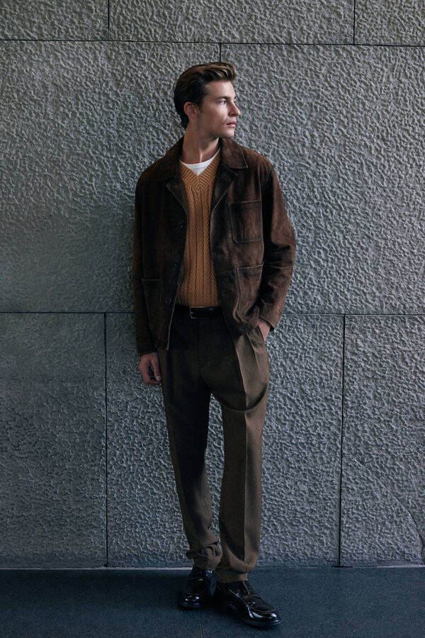 Pedro del Hierro Suede overshirt Brown