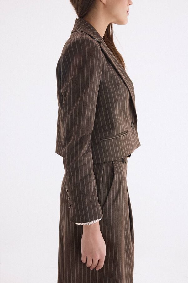 Pedro del Hierro Blazer de rayas Marr&oacute;n