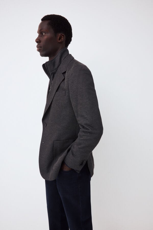 Pedro del Hierro Knit jacket with removable lining Grey