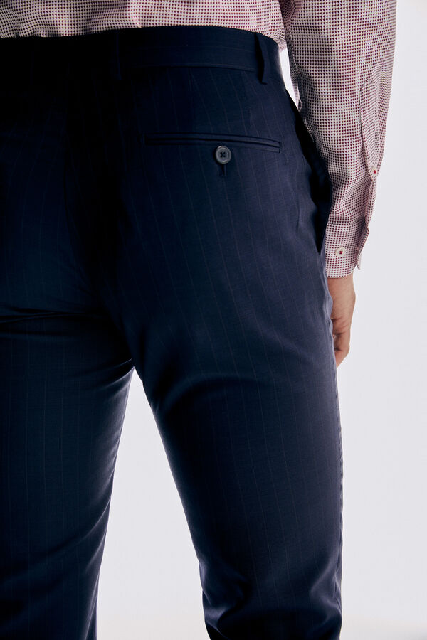Pedro del Hierro Tailored fit striped trousers Blue