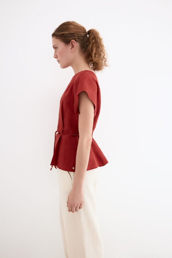 Pedro del Hierro Linen belted top Orange