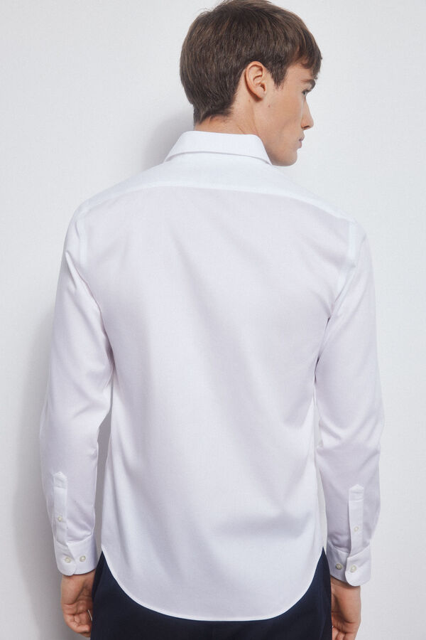 Pedro del Hierro camisa formal lisa estrutura non iron + antimanchas Branco