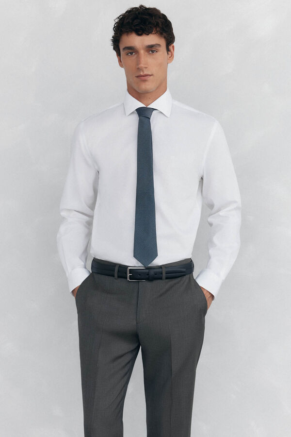 Pedro del Hierro Slim fit non-iron + stain-resistant structured dress shirt White