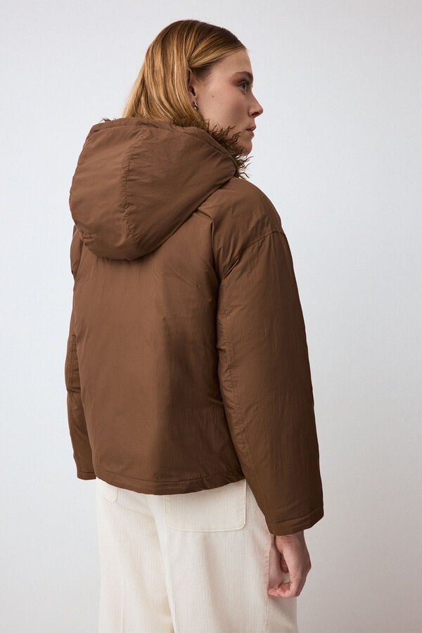 Pedro del Hierro Loose parka with fur hood Brown