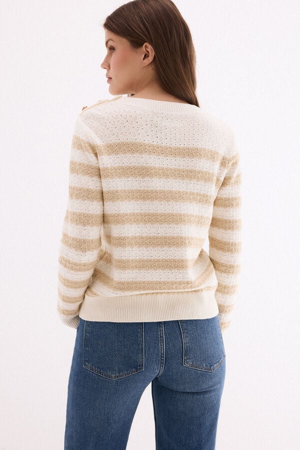 Pedro del Hierro Basic two-tone striped jumper Beige