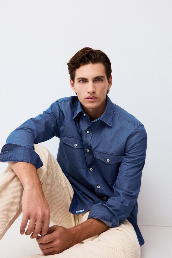 Camisa denim tejido chambray italiano