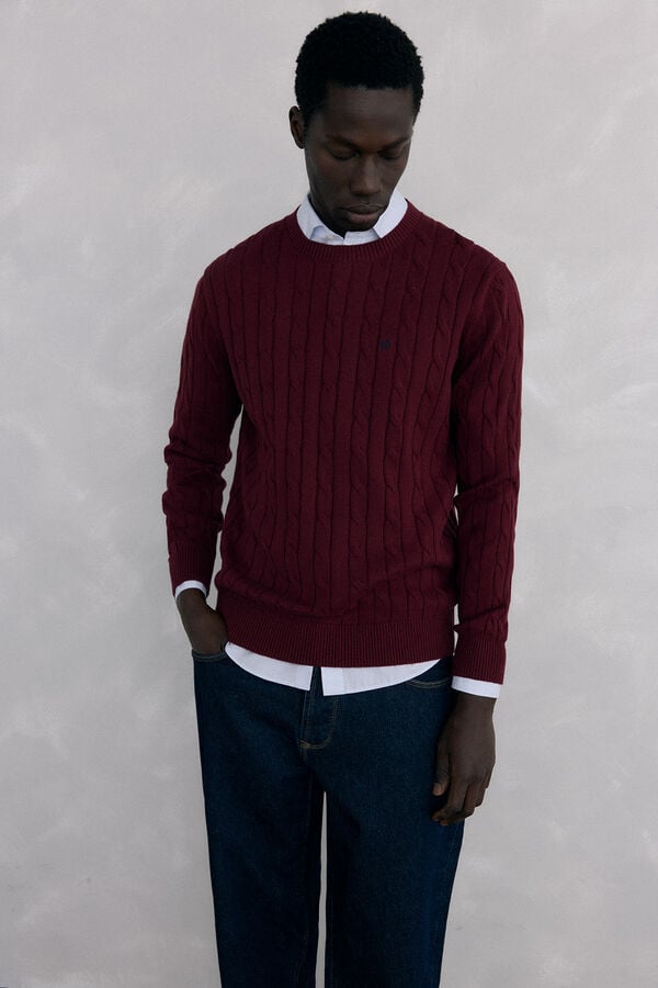 Pedro del Hierro Cotton and cashmere sweater Burgundy