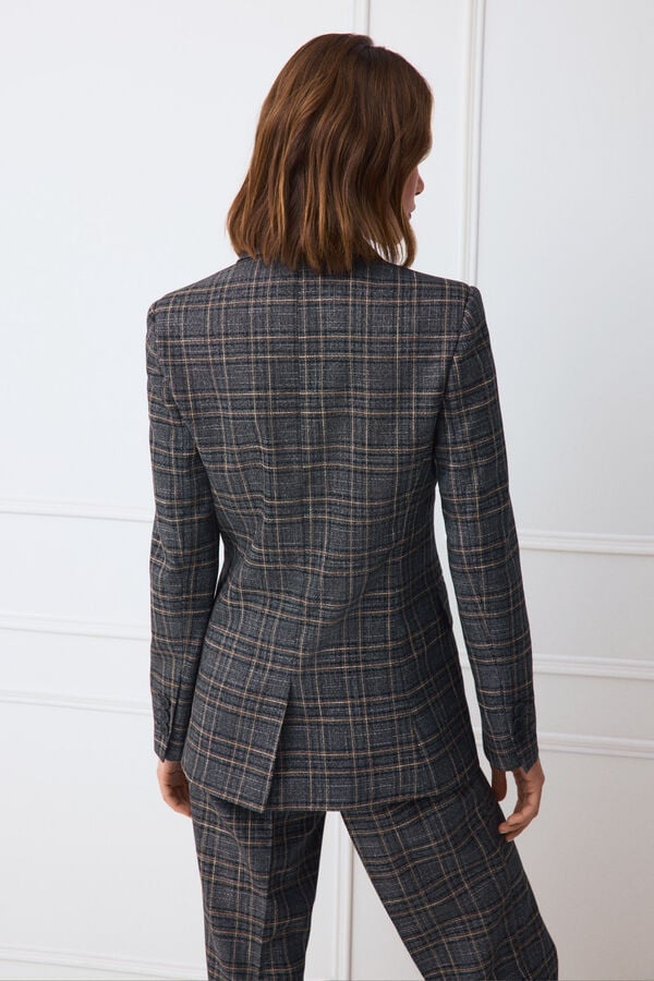 TFP by Tamara Falc&oacute; Checked fitted double-breasted blazer Blue