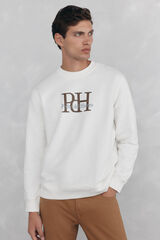 Pedro del Hierro Big logo crew neck sweatshirt Ecru