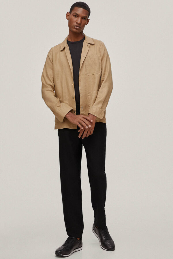 Pedro del Hierro Linen safari jacket Brown