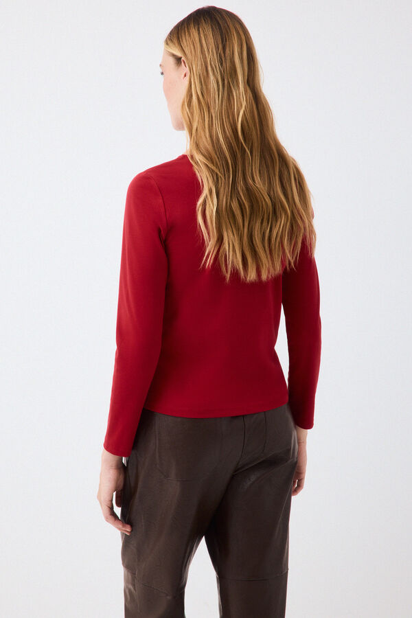 Pedro del Hierro Asymmetric crossover neckline T-shirt Red